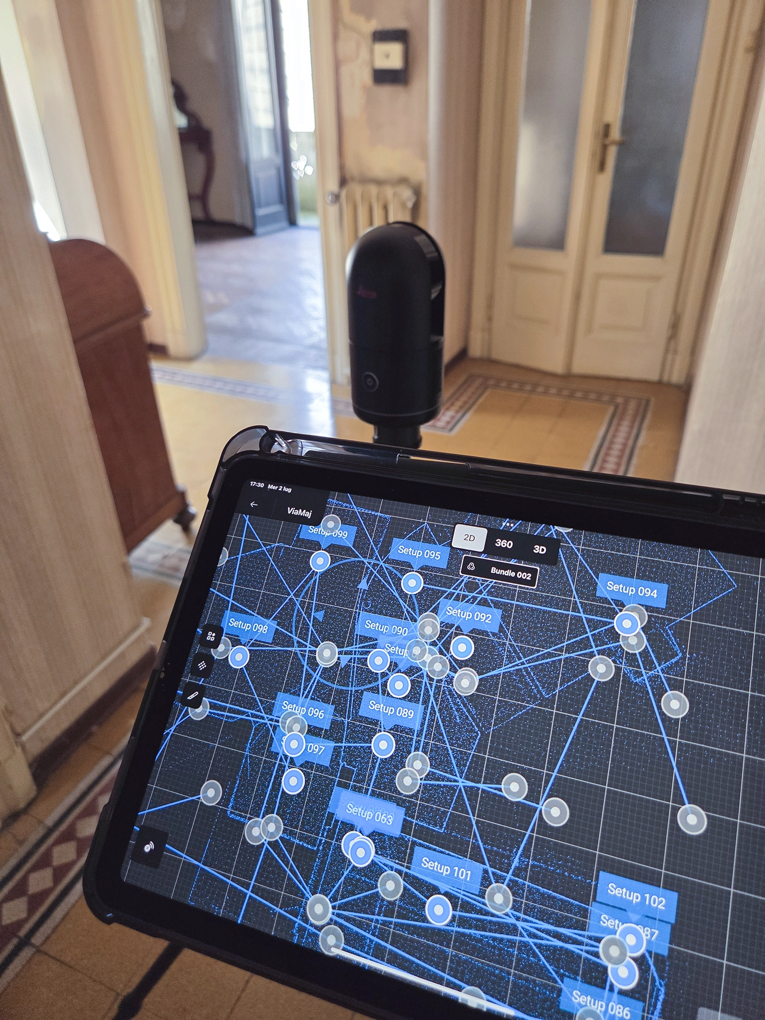 Laser scanner BLK360 utilizzato nel rilievo della villa